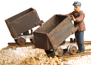 Ore Cars with a Miner - Western Scale Models